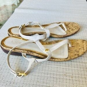 Ralph Lauren Women’s Strappy White Wedge Sandals: 8.5